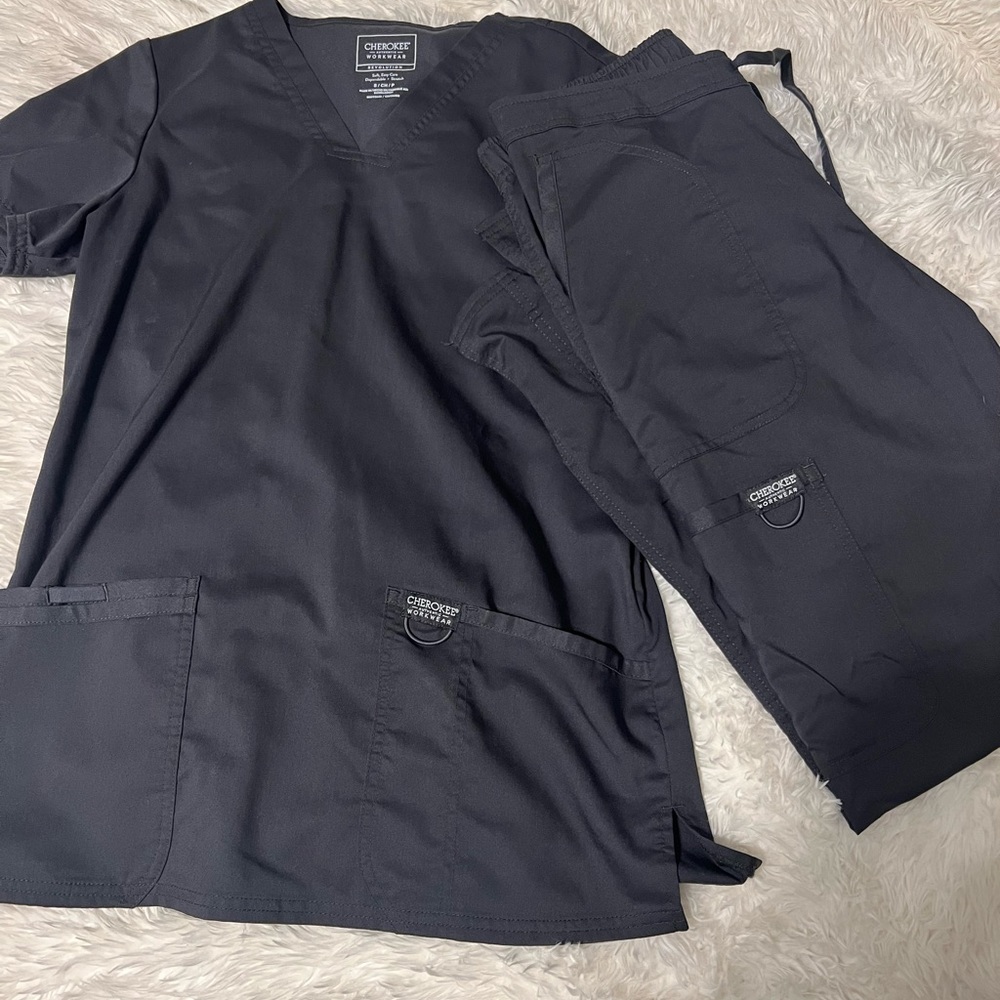 grey and teal scrub sets